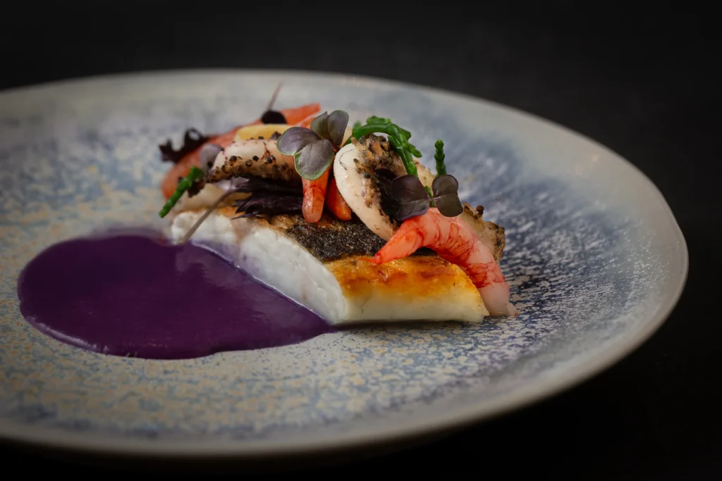 A Cuculia creation with a purple sauce